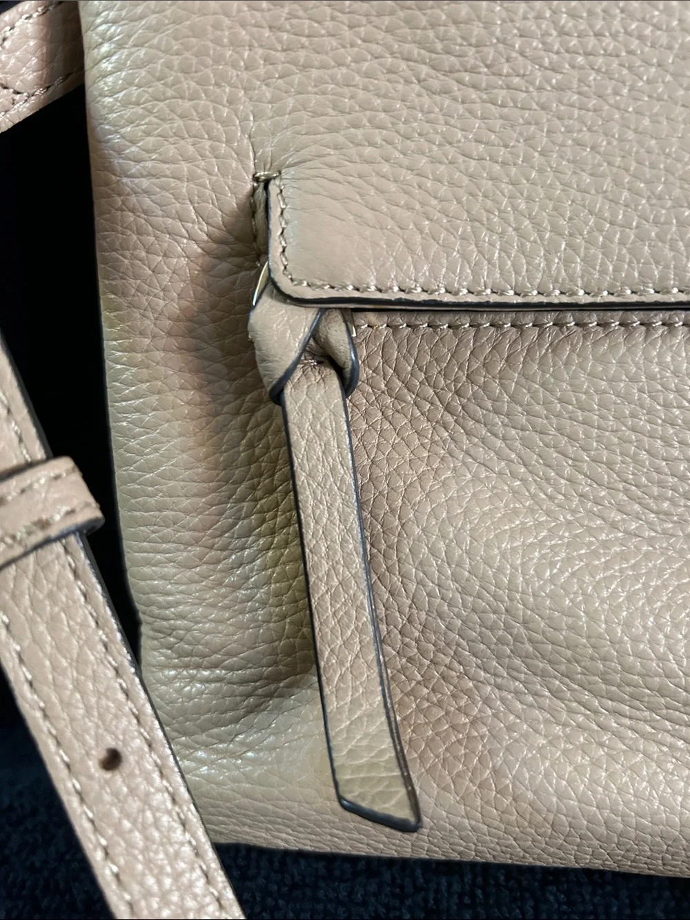 Vince Camuto Pebbled Leather Crossbody in Light Nude Pink, Double Zippered